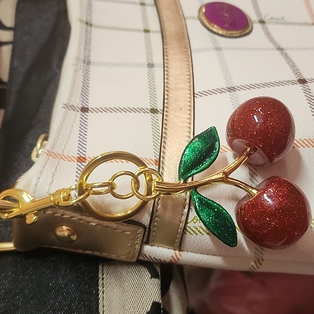 Large Sparkling Cherry Clip On Keychain - Picture 3 of 5